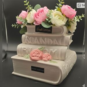Dwell Studio Ceramic Book Stack Decor Flower Vase Romance Books